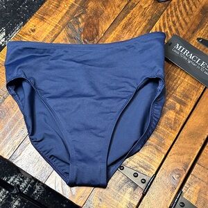 NWT MIRACLESUIT Navy Blue High-Waist Swim Bottoms, Size 12